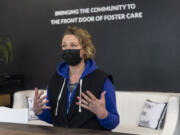 Fosterful CEO Sarah Desjarlais talks about the nonprofit's name change and rebranding on Monday, March 7, 2022 at the organization's offices in downtown Vancouver. "I want people to know that Office Moms and Dads didn't go away, we got a haircut," Desjarlais said.