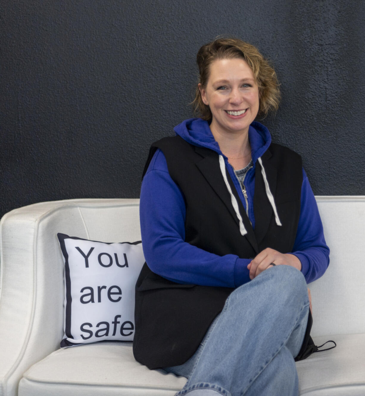 Sarah Desjarlais, executive director of Fosterful, formerly Office Moms and Dads, sits Monday at the organization's office in downtown Vancouver. Desjarlais decided to rebrand the organization after having conversations with local tribal leaders and members of Black and Hispanic groups to hear their thoughts on how the organization could become more inclusive.