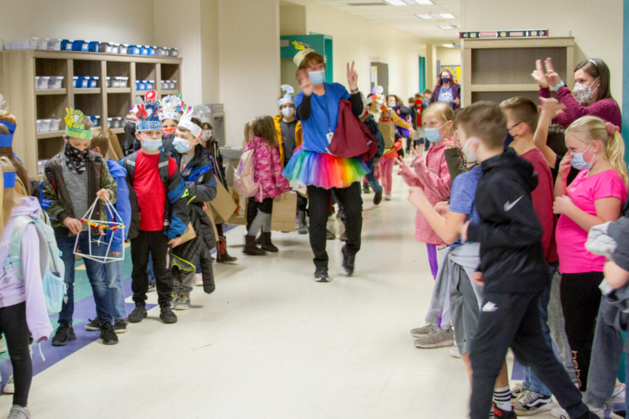 Second grade students at North Fork Elementary held a 'Two-Tuesday' Parade in recognition of Feb. 22, 2022.