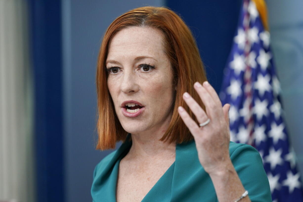 White House press secretary Jen Psaki speaks during a press briefing at the White House, Friday, March 4, 2022.