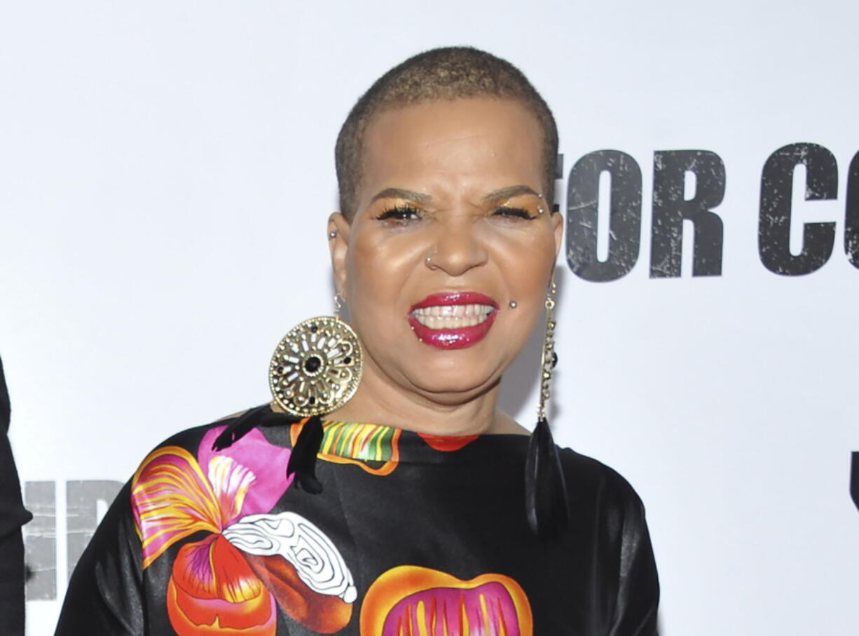 FILE - Author Ntozake Shange attends a special screening of "For Colored Girls" in New York on Oct. 25, 2010. A classic play by the late Shange, "colored girls who have considered suicide/when the rainbow is enuf," is being reissued in book form in April to coincide with its Broadway revival by the director-choreographer Camille A. Brown. The play first ran on Broadway in 1976.