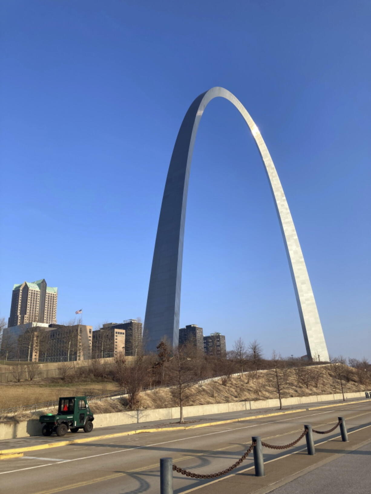 The Gateway Arch, seen Thursday in St. Louis, was built in the mid-1960s to withstand a strong earthquake, but many other structures in the central U.S. are not.