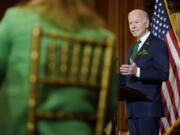 President Joe Biden speaks at the annual Friends of Ireland luncheon on Capitol Hill in Washington, Thursday, March 17, 2022.