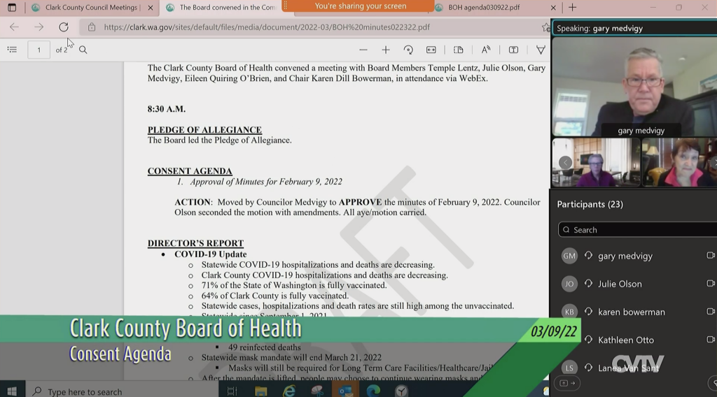 The Clark County Board of Health met Wednesday.