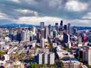 Aerial view of the Seattle cityscape, Seattle, Washington, USA