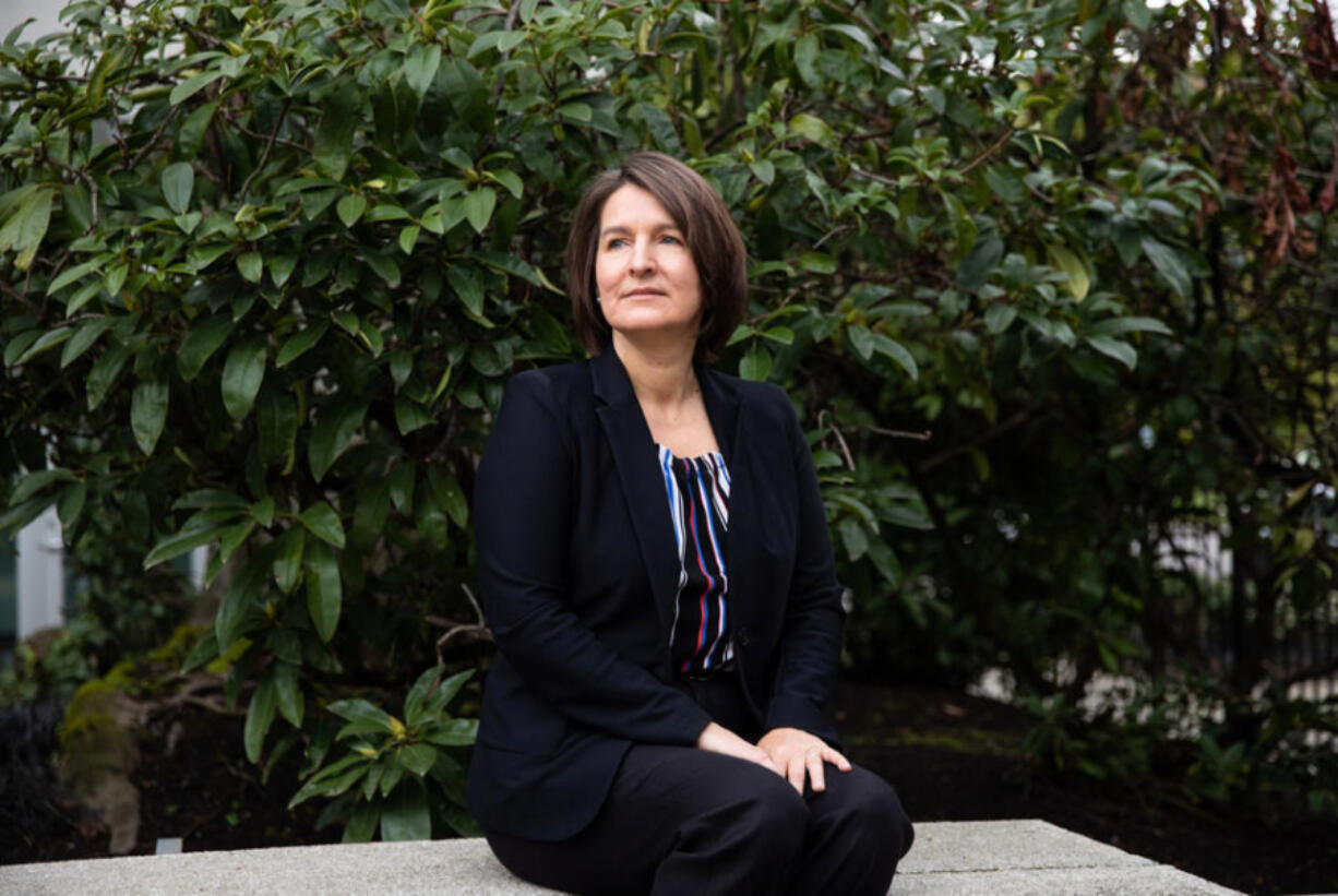 Kristin Winkel, Chief Operating Officer of Jewish Family Service, outside their offices in Capitol Hill on April 11, 2022.