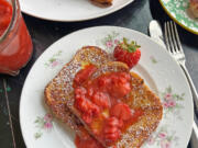 French toast stuffed with sweet cheese and topped with a jammy strawberry sauce is perfect for a special occasion like Easter brunch.