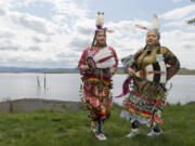 Yakama tribal member and Shahala Middle School student Mia Bennett, 13, left, will be one of the head dancers at Saturday's Traditional Pow Wow at Clark College. Her aunt, Aiyanna Bennett, 27, is a dance and culture instructor determined to keep Yakama culture alive.