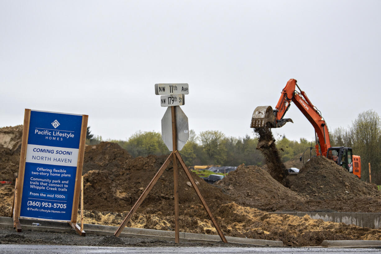 A Pacific Lifestyle Homes subdivision is under construction at the intersection of Northwest 179th Street and Northwest 11th Avenue south of Ridgefield. While it will add to the available supply of homes in the county, the demand still far exceeds the supply, causing rising prices.