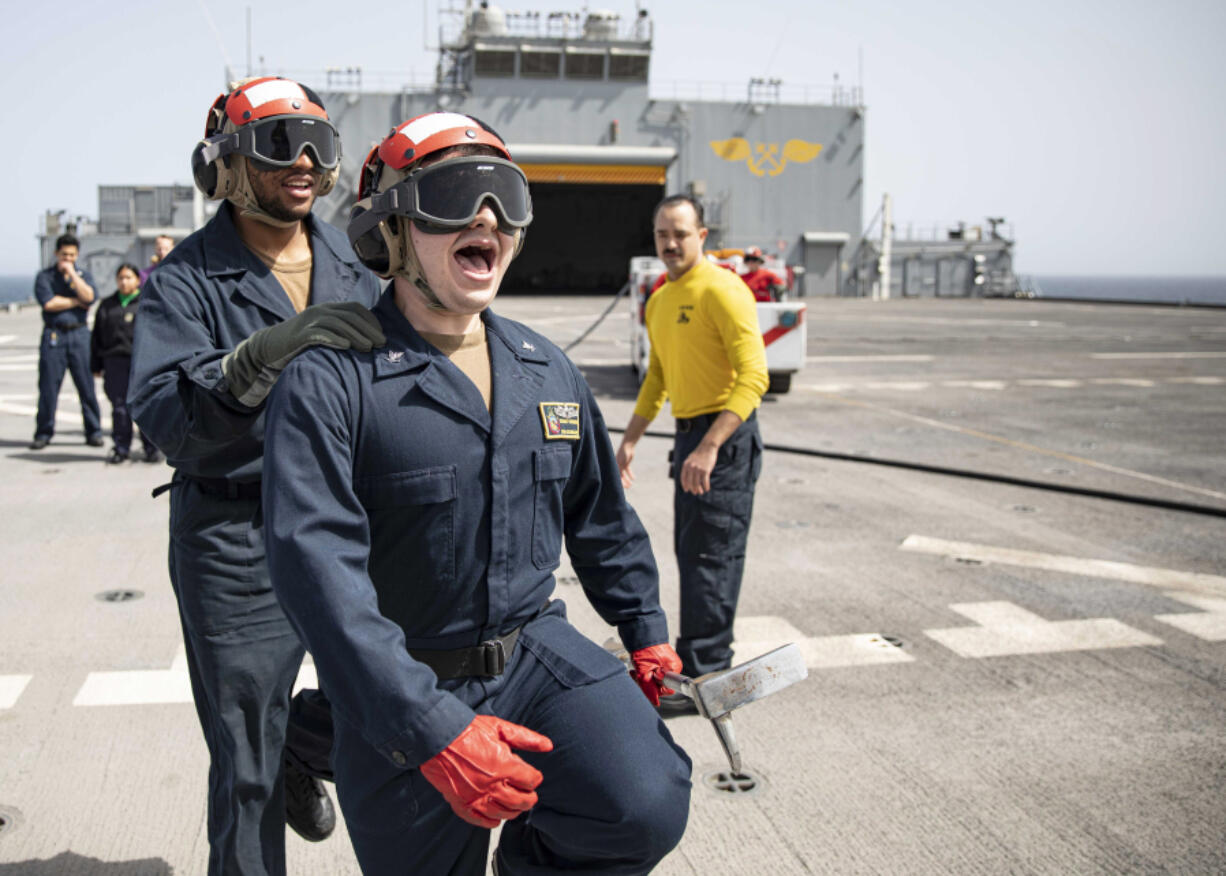 Aviation Boatswain's Mate (Handling) 3rd Class Zachary Sorensen.