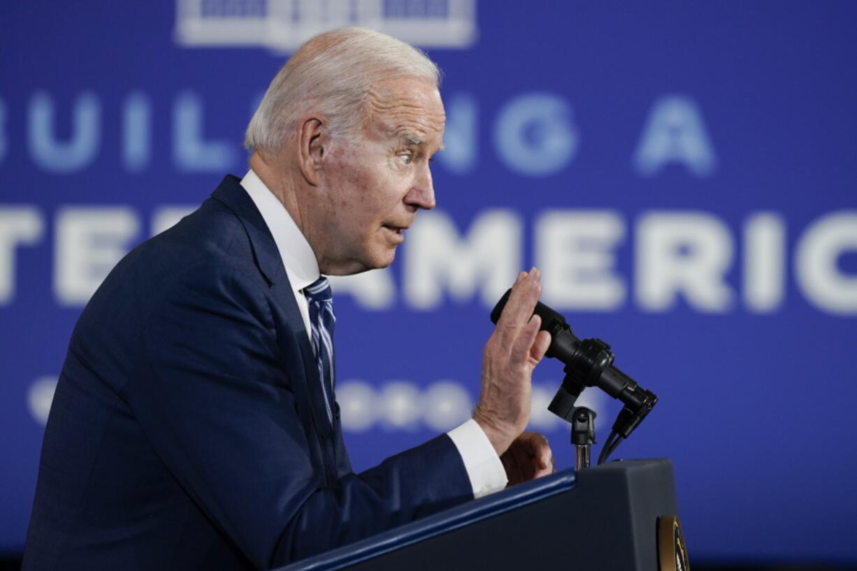 President Joe Biden speaks at North Carolina Agricultural and Technical State University, in Greensboro, N.C., Thursday, April 14, 2022.