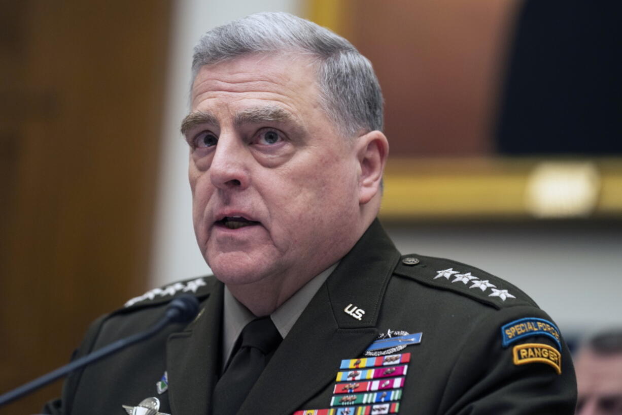 Chairman of the Joint Chiefs of Staff Gen. Mark Milley speaks during a House Armed Services Committee hearing on the fiscal year 2023 defense budget, Tuesday, April 5, 2022, in Washington.