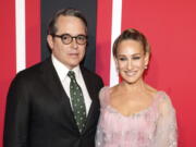 FILE - Matthew Broderick and Sarah Jessica Parker attend Neil Simon's "Plaza Suite" Broadway opening night at the Hudson Theatre on Monday, March 28, 2022, in New York.  Both Broderick and Parker have tested positive for COVID-19. The U.S. is getting a first glimpse of what it's like to experience COVID-19 outbreaks during this new phase of living with the virus, and the roster of the newly infected is studded with stars.