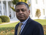 FILE - Dr. Rahul Gupta, the director of the White House Office of National Drug Control Policy, is shown at the White House, Thursday, Nov. 18, 2021, in Washington. President Joe Biden is sending his administration's first national drug control strategy to Congress as the U.S. overdose death toll hit a new record of nearly 107,000 during the past 12 months. White House drug czar Dr. Rahul Gupta says the strategy is the first to prioritize what's known as harm reduction.