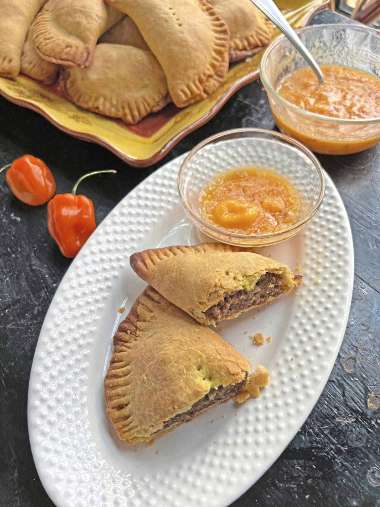 Highly spiced Jamaican beef hand pies get gentle heat from habanero chilis.