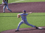 Columbia River's Sam Boyle pitches on Tuesday, May 4, 2021, at the Ridgefield Outdoor Recreation Complex. Columbia River won 4-2 to advance in the 2A Southwest District Tournament.