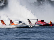 Unlimited Hydroplanes can reach up to 200 miles per hour. Four of the boats are scheduled to practice on the Columbia River in Vancouver on Friday.
