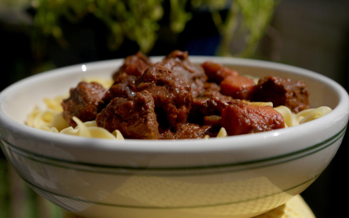 Beef Goulash, a dish made in one pot, on Sept. 22, 2021. (Hillary Levin/St.