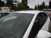 In May, a lot number with the letter "S" is seen on a vehicle at Triple J Towing to indicate it is stolen in the company's Vancouver impound lot.