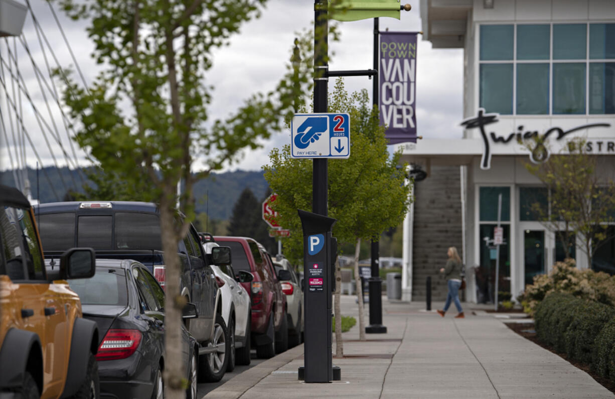 Parked cars line the streets of the Waterfront Vancouver on Tuesday morning. City staff are discussing updating Vancouver's downtown parking plan, which hasn't been altered since 2006.