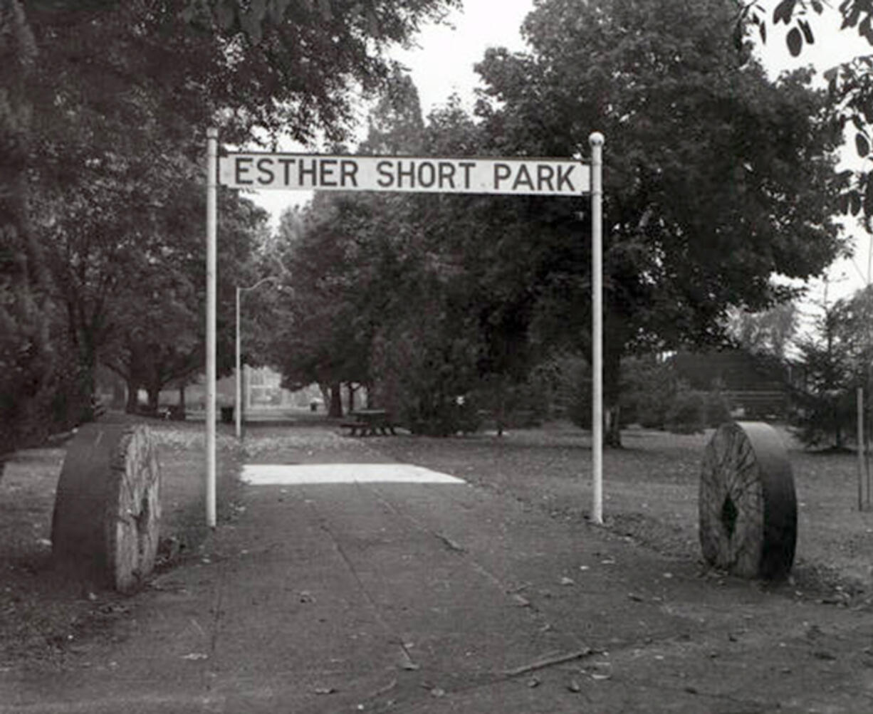 For many years, the entrance to Esther Short Park was bracketed by two heavy gristmill stones telling a story of Clark County's and the nation's agrarian past. Legend says these stones ground flour for the Hudson Bay Company. In 1870, the U.S. boasted 22,573 gristmills; 160 were in Washington Territory. Since the early 1800s, millstones were usually imported from France. Today, Clark County has one gristmill, the Cedar Creek Grist Mill, which is a working museum and national landmark.