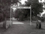 For many years, the entrance to Esther Short Park was bracketed by two heavy gristmill stones telling a story of Clark County's and the nation's agrarian past. Legend says these stones ground flour for the Hudson Bay Company. In 1870, the U.S. boasted 22,573 gristmills; 160 were in Washington Territory. Since the early 1800s, millstones were usually imported from France. Today, Clark County has one gristmill, the Cedar Creek Grist Mill, which is a working museum and national landmark.