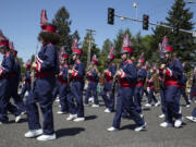 King's Way Christian Schools march Saturday in the Hazel Dell Parade of Bands in 2022. People flocked to the parade, which returned this year after a two-year hiatus due to COVID-19.