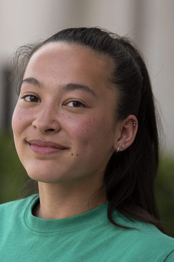 Evergreen High School senior hurdler Grace Twiss takes a break at her school?s track Monday afternoon, May 23, 2022.