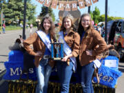 The Miss Teen La Center court was glad to be "Back in the Saddle Again" at the Hazel Dell Parade of Bands.