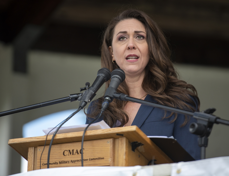 Former Rep. Jaime Herrera Beutler, R-Battle Ground, makes remarks during a Memorial Day Observance event at Fort Vancouver National Historic Site in 2022.