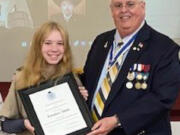 Josephine Abbott, a Seton High School freshman and Troop 5479 Eagle Scout, has won second place in the Washington State Society Sons of The American Revolution's Arthur M. & Berdena King Eagle Essay competition.