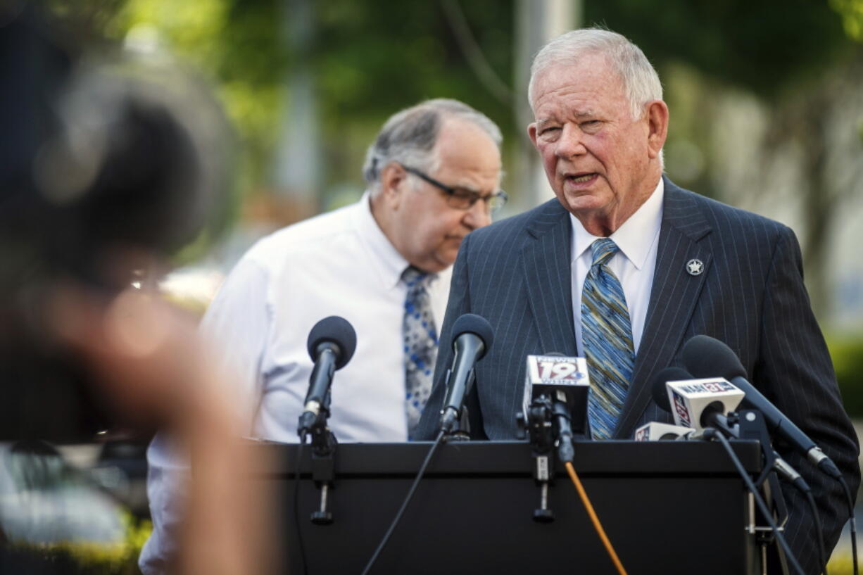 U.S. Marshal Marty Keely speaks regarding Vicky White, Lauderdale County Assistant Director of Corrections, and escaped inmate Casey White during a news conference outside of the Lauderdale County Courthouse in Florence, Ala., Monday, May 2, 2022. According to authorities, Casey White had a "special relationship" with jail official Vicky White, who authorities believe assisted in his escape. A manhunt was underway for Casey White, who was awaiting trial on a capital murder case, and Vicky White, after the pair vanished after leaving the Lauderdale County Detention Center, early Friday, April 29. The two are not related, authorities said.