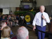 President Joe Biden speaks during a visit to O'Connor Farms, Wednesday, May 11, 2022, in Kankakee, Ill. Biden visited the farm to discuss food supply and prices as a result of Putin's invasion of Ukraine.