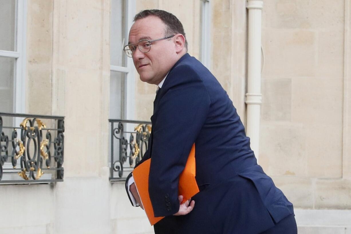 French Minister of Solidarity Damien Abad arrives at the Elysee Palace for the fist cabinet meeting since French President Emmanuel Macron 's reelection, Monday, May 23, 2022 in Paris. French President Emmanuel Macron announced last week a new-look Cabinet, with a new foreign minister part of the reshuffled line-up behind France's first female prime minister in 30 years.