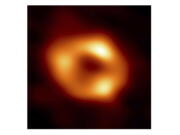 This image released by the Event Horizon Telescope Collaboration, Thursday, May 12, 2022, shows a black hole at the center of our Milky Way galaxy. The Milky Way black hole is called Sagittarius A*, near the border of Sagittarius and Scorpius constellations. It is 4 million times more massive than our sun. The image was made by eight synchronized radio telescopes around the world.