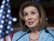 FILE - Speaker of the House Nancy Pelosi, of California, speaks during a news conference on May 19, 2022, on Capitol Hill in Washington. The conservative Catholic archbishop of San Francisco said Friday, May 20, 2022, that he would no longer allow Pelosi to receive Communion because of her support for abortion rights.