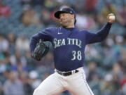 Seattle Mariners starting pitcher Robbie Ray throws against the Philadelphia Phillies during the first inning of a baseball game, Tuesday, May 10, 2022, in Seattle. (AP Photo/Ted S.