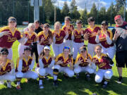 Prairie’s softball team after clinching a 3A state berth with a 10-0 win over Lakes on Thursday, May 19, 2022 at the 3A bi-district tournament in Lacey.