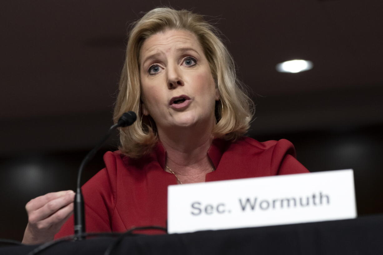 Secretary of the Army Christine Wormuth, testifies before a Senate Armed Services committee hearing to examine the posture of the Department of the Army in review of the Defense Authorization Request for fiscal year 2023 and the Future Years Defense Program, Thursday, May 5, 2022, on Capitol Hill in Washington.