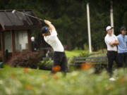 Zac Jones of BYU tees off on the first tee at the Royal Oaks Invitational Tournament on Friday, June 10, 2022.