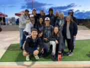 Eastyn Culp (middle) poses with friends and family on Wednesday, June 15, 2022, at the RORC, where he pitched his first home game with the Ridgefield Raptors.