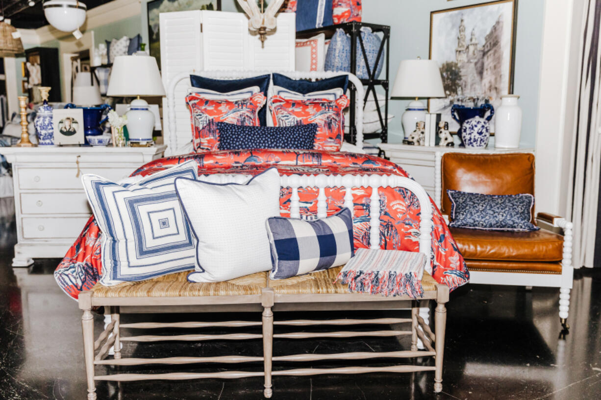 A patterned duvet is a good way to add red, white and blue decor to a home.