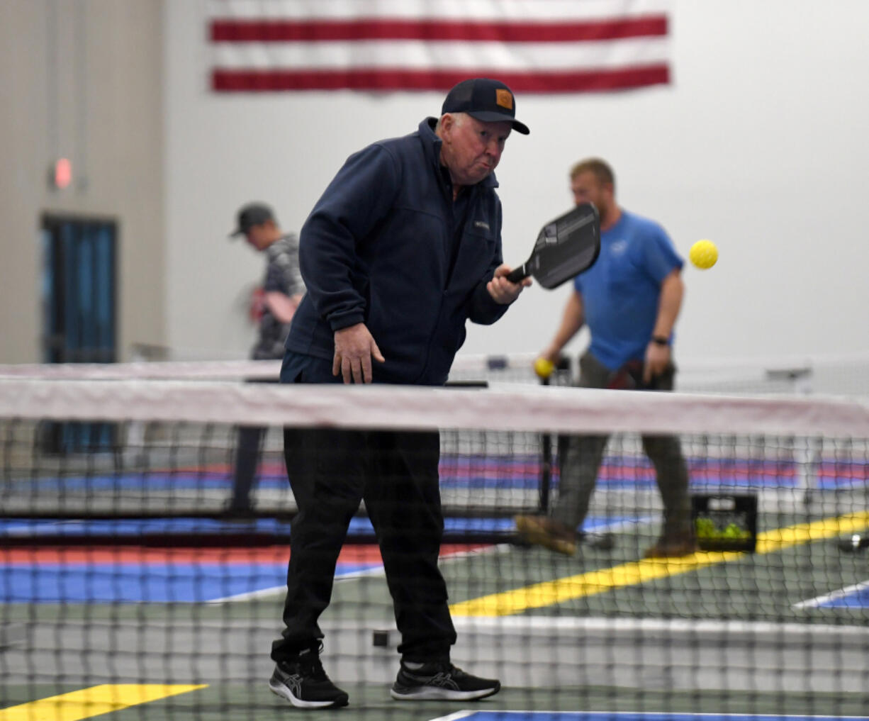 Jake Tapani hits the ball Dec. 10 at Padelhorn in Vancouver.