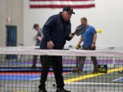 Jake Tapani hits the ball Dec. 10 at Padelhorn in Vancouver.