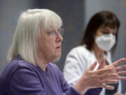 U.S. Sen. Patty Murray, left, participates in a roundtable discussion about mental health with Family Solutions Executive Director Lisa Carpenter on Wednesday morning.