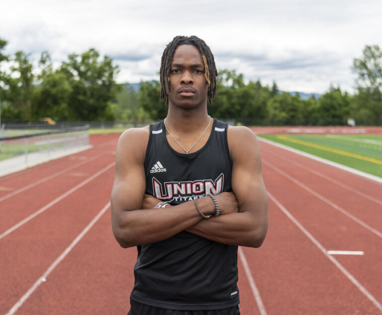 Union senior Tobias Merriweather poses for a portrait Monday, June 6, 2022, at Union High School. Merriweather is The Columbian's All-Region boys track and field athlete of the year.