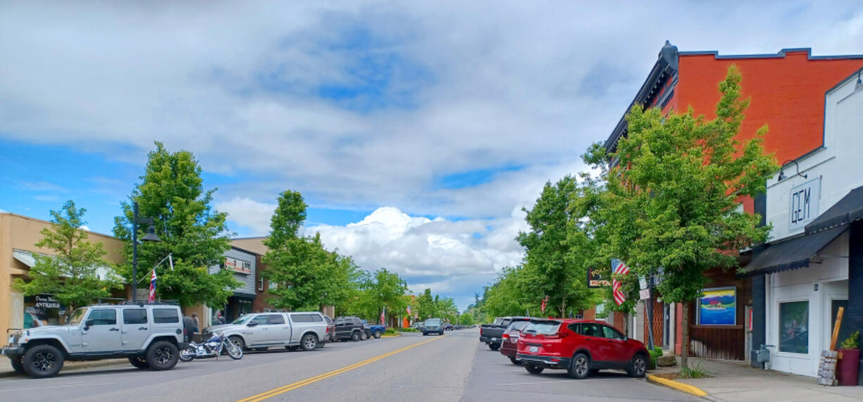 Kalama's downtown along North First Street is a picture of small-town charm, with well-kept shops, plenty of parking and lots of trees.