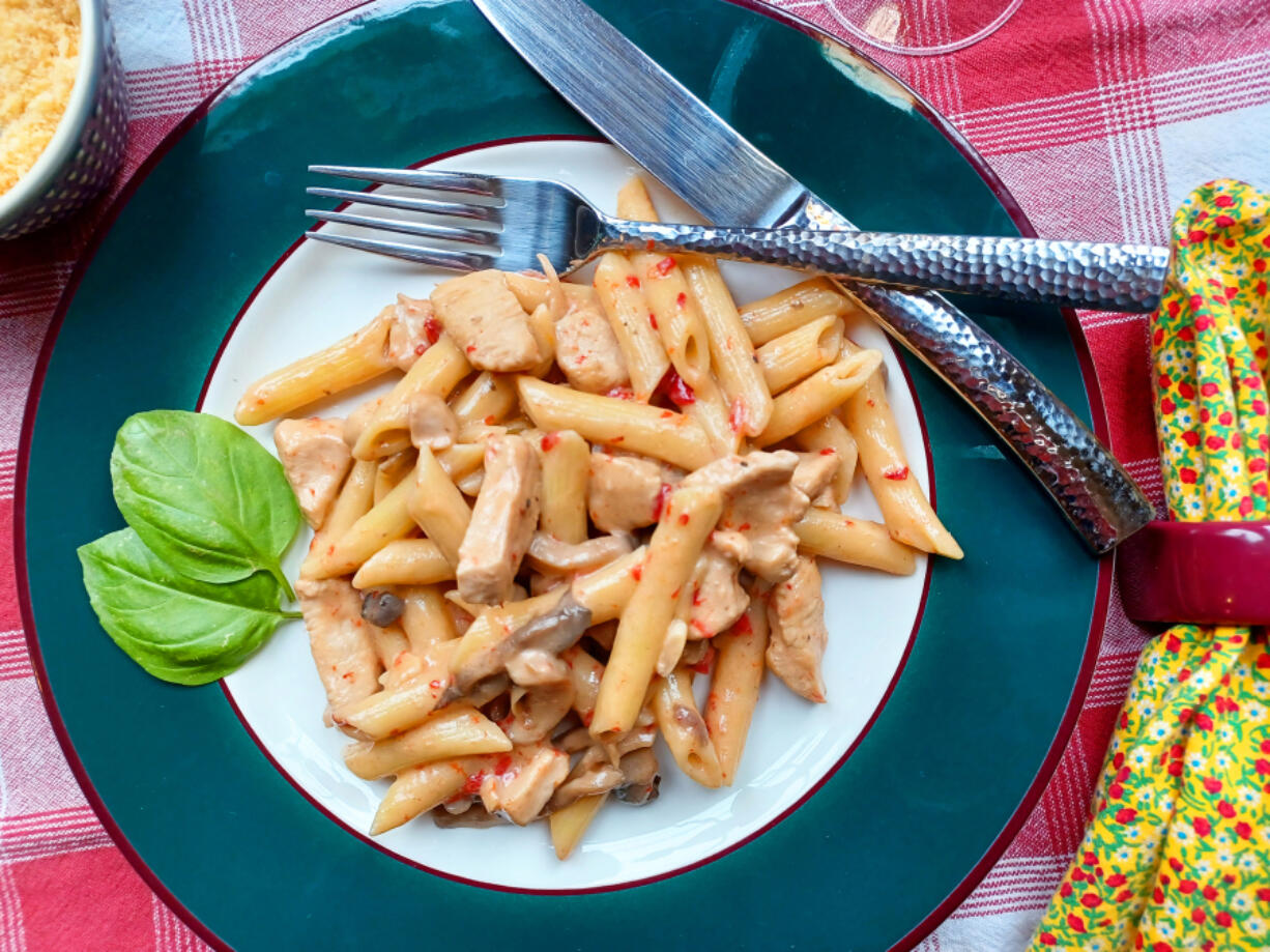 With just a few ingredients and the magic of cream of mushroom soup, you can make this creamy chicken penne.