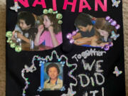 "Nathan: Together we did it!" reads a message on Mackenzie McVicker's graduation cap, an honor to her best friend, Nathan Dao, who was killed along with four siblings in a 2011 house fire set by his father, Tuan Dao. Alongside the message are photos of Nathan Dao and McVicker from kindergarten, as well as Dao's official class photo.