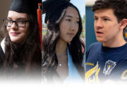 From left: Class of 2022 graduates Andy Santos,
Maggie Hickey, Ina Ding, Zachary Borghello and Trinity Sylvester-Mahone (Photos by The Columbian)